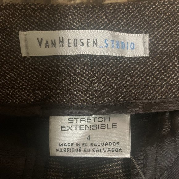 NWT VAN HEUSEN STUDIO STRETCH EXTENSIBLE STUDIO FIT BROWN SPECK STRAIGHT LEG 4 - Picture 6 of 9